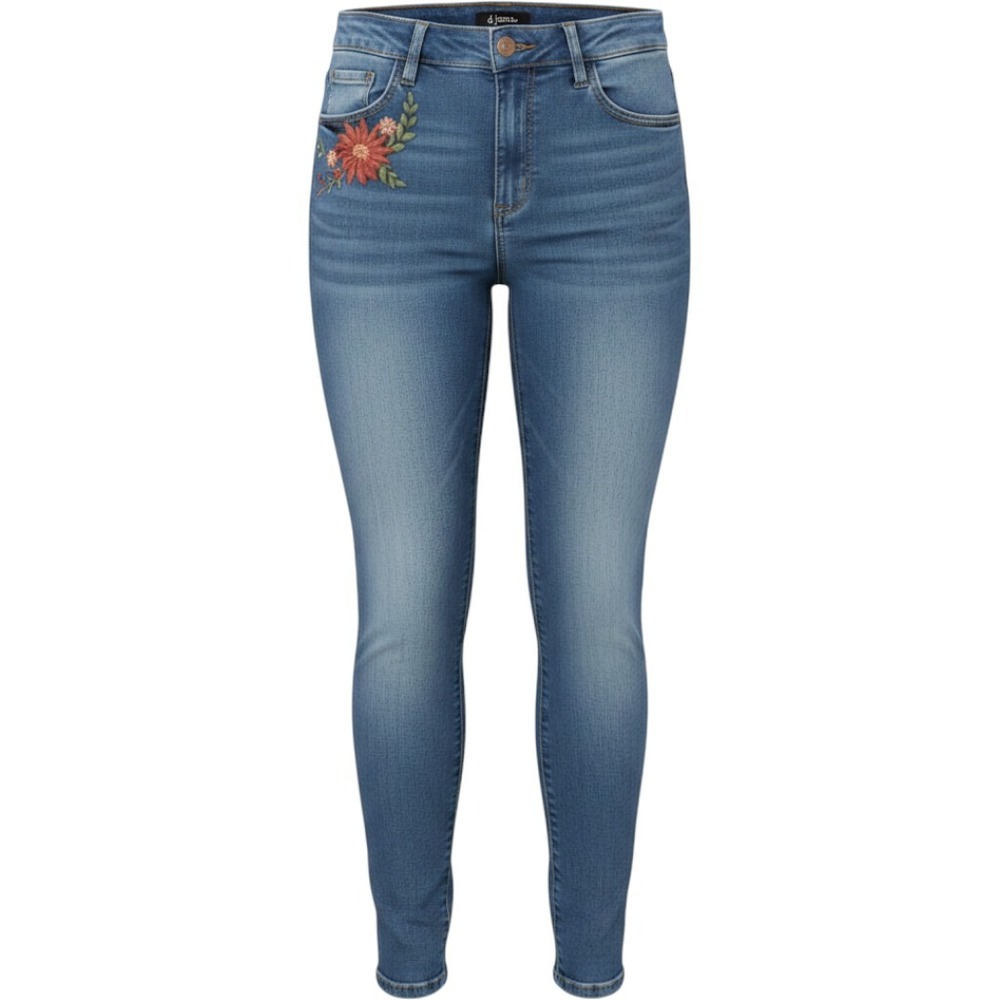 D.Jeans Womens Size 6 Floral Embroidered Ankle Skinny Jeans Medium Wash Blue - Picture 2 of 7